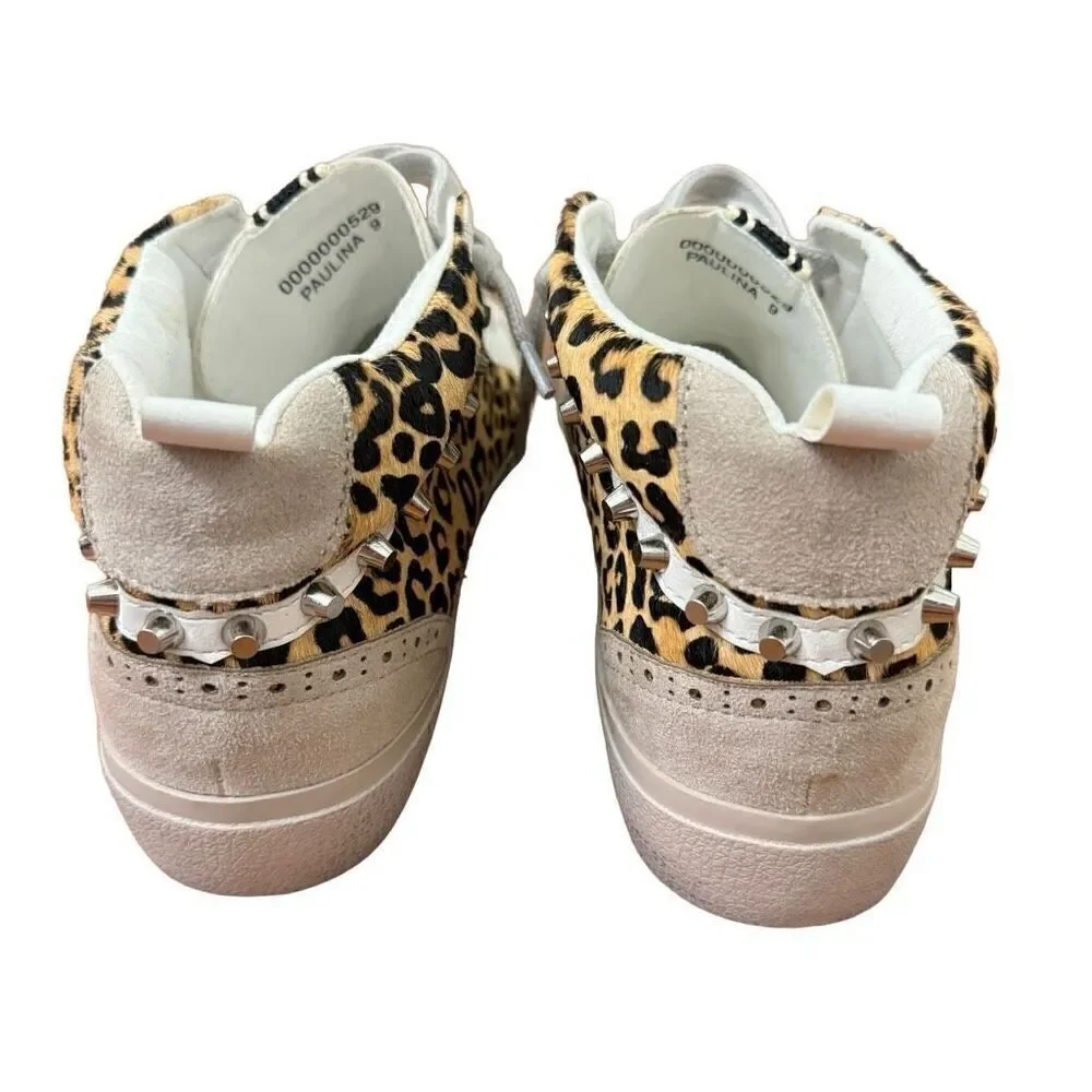 ShuShop Paulina Mid Top Sneakers Leopard Burgundy Star Studded NEW Size 9